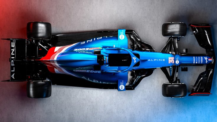 Alpine F1 Team autó különleges új festéssel felülről