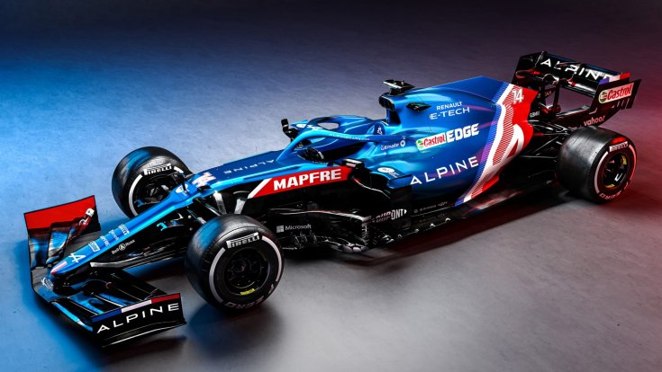 Alpine F1 Team autó különleges új festéssel oldalról