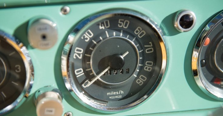 Amphicar 770 sebességmérő, elölnézet
