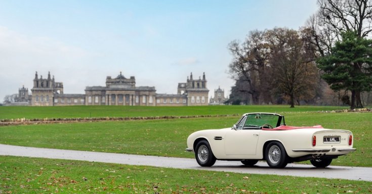 Aston Martin, DB6, MKII, EV, fehér, kabrió, oldalnézet, hátulról