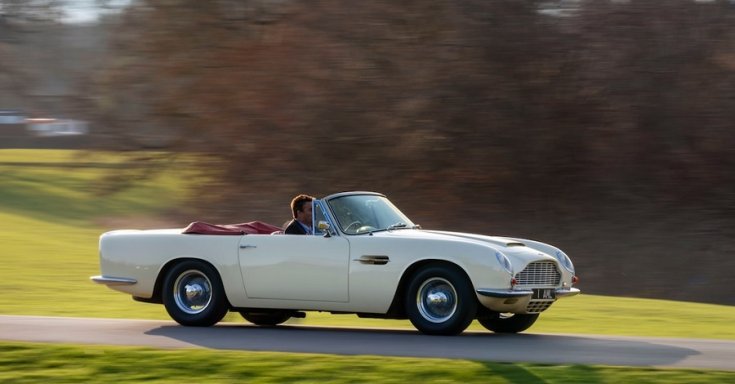 Aston Martin, DB6, MKII, EV, fehér, kabrió, oldalnézet, balról