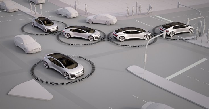 Audi AID, önvezető autók, szerkesztett grafikus kép, oldalnézet