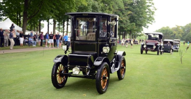 1905 Baker Electric Coupé, fekete, autóshow-n, előlnézet, jobbról