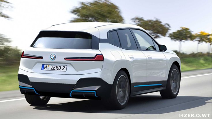 A BMW iNext elektromos zászlóshajó hátulról fotózva