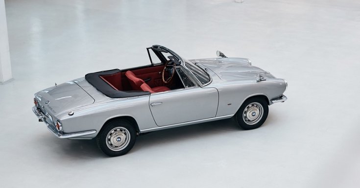 1966 BMW 1600 GT kabrió, világoskék, felülnézet, jobbról