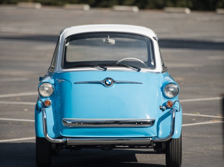 1958 BMW 600 Isetta, babakék, elölnézet