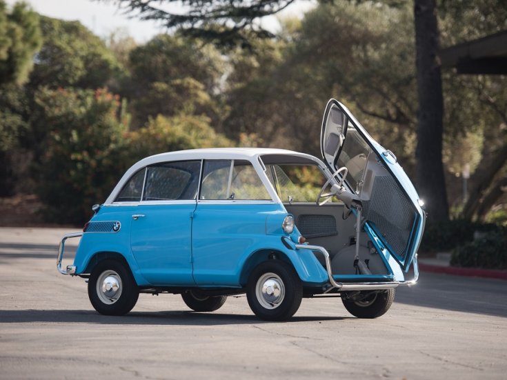 1958 BMW 600 Isetta, kék, oldalnézet, jobbról