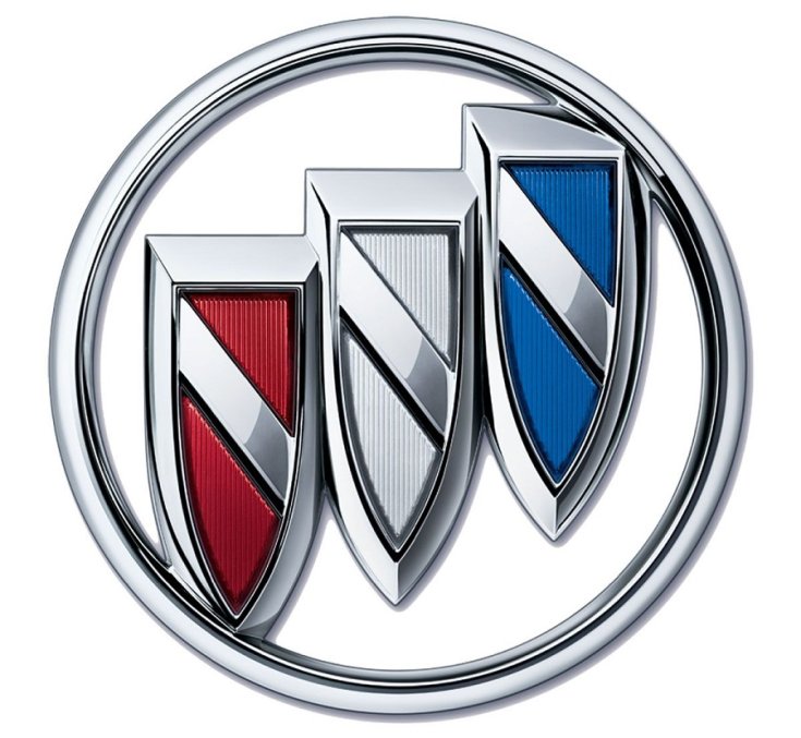 Buick embléma, animált kép, elölnézet, szemből, felülről