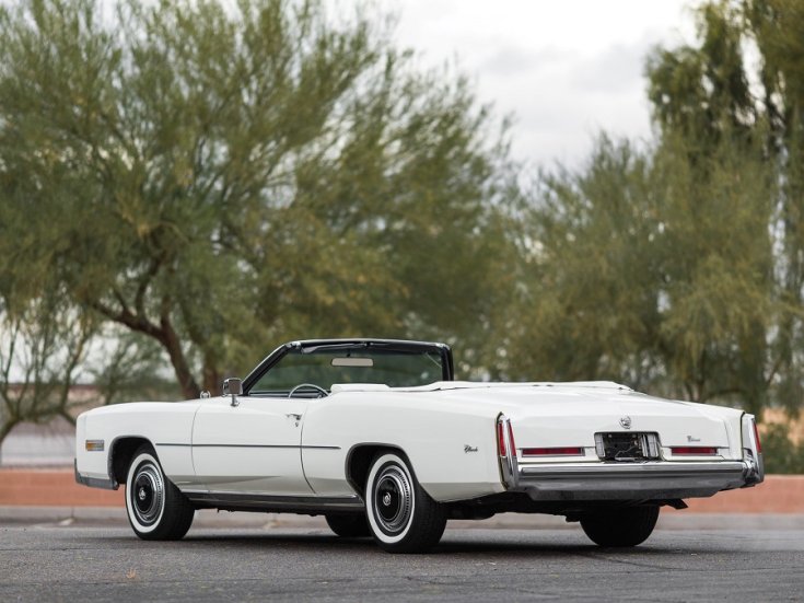 1976 Cadillac Eldorado, fehér, kabrió, hátulnézet, oldalnézet, balról