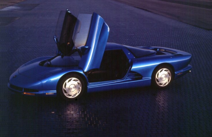 1990 CERV III, Chevrolet Corvette tanulmányautó, kék, oldalnézet, balról