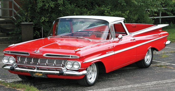 1959 Chevrolet EL Camino pick up, platós, vörös, oldalnézet, jobbról