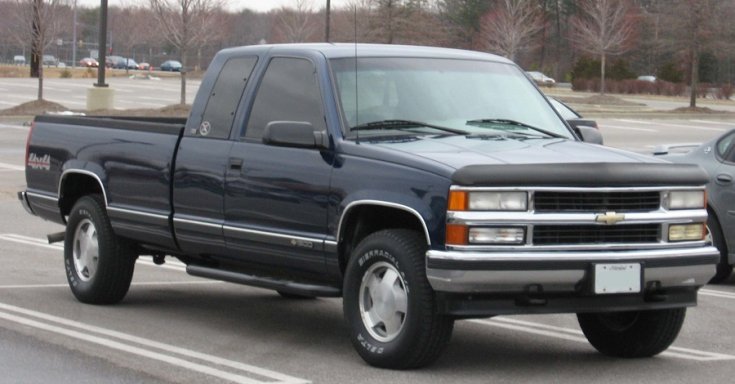 1988 Chevrolet Silverado, GMC Sierra, sötét kék, pick up, oldalnézet, balról