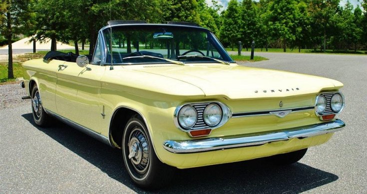 Chevrolet Corvair kabrió, sárga, oldalnézet, balról