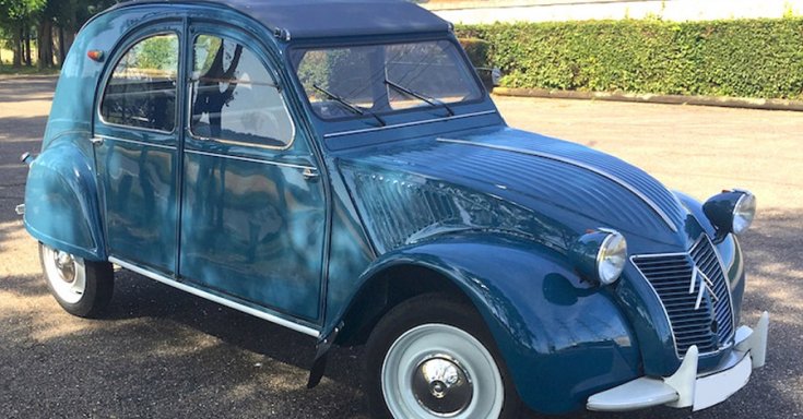 Citroën 2CV, Kacsa, kék, oldalnézet, jobbról