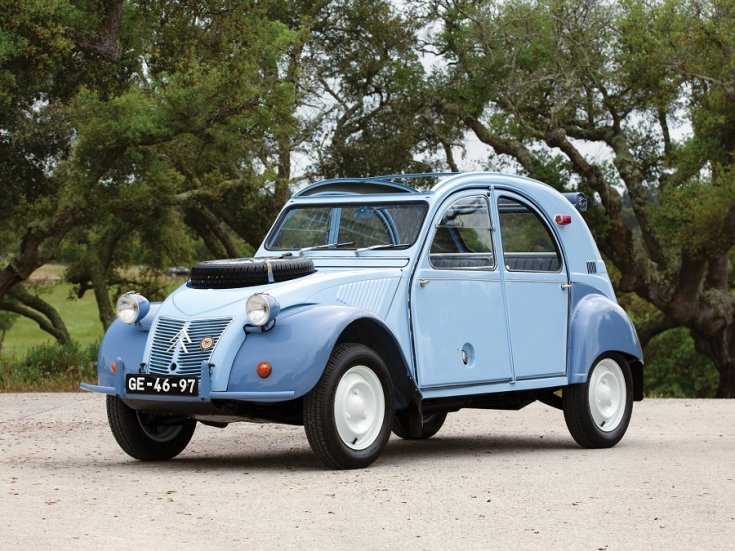 1964 Citroën 2CV Sahara 4x4, baba kék, elölnézet, oldalnézet, balról