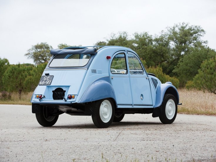 1964 Citroën 2CV Sahara 4x4, baba kék, hátulnézet, oldalnézet, jobbról