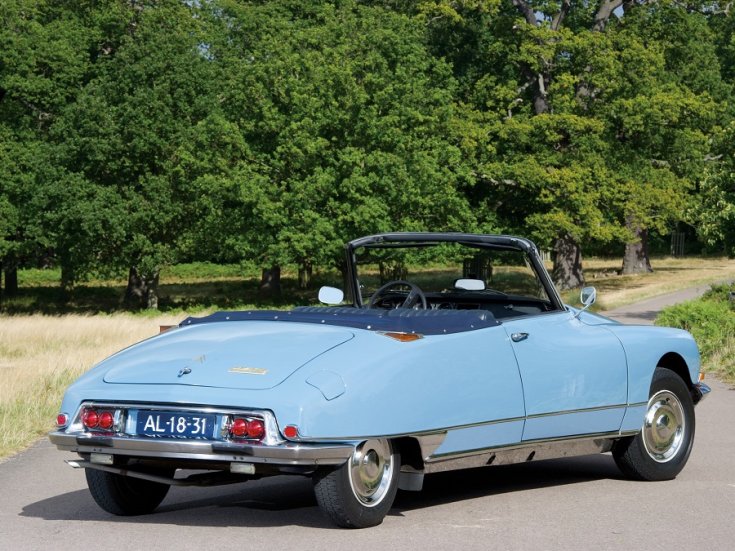 1970 Citroën DS21, Chapron-kabrió, baba kék, hátulnézet, oldalnézet, jobbról