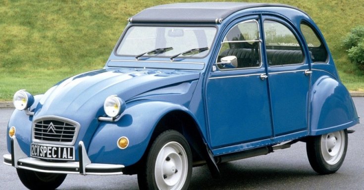 Citroën 2 CV Kacsa, kék, oldanézet, balról