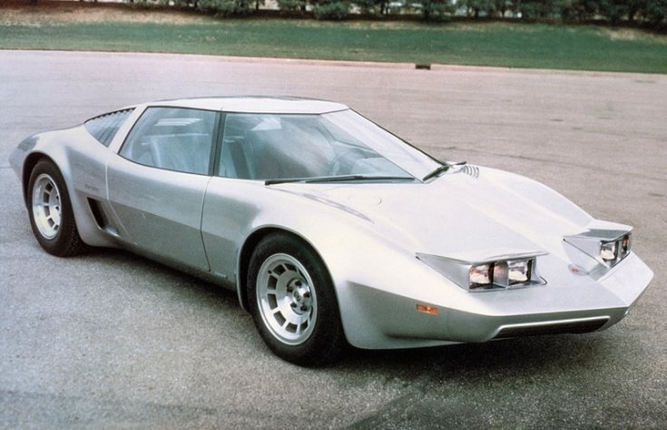 1976 Aerovette, Chevrolet Corvette tanulmányautó, ezüst, elölnézet, jobbról