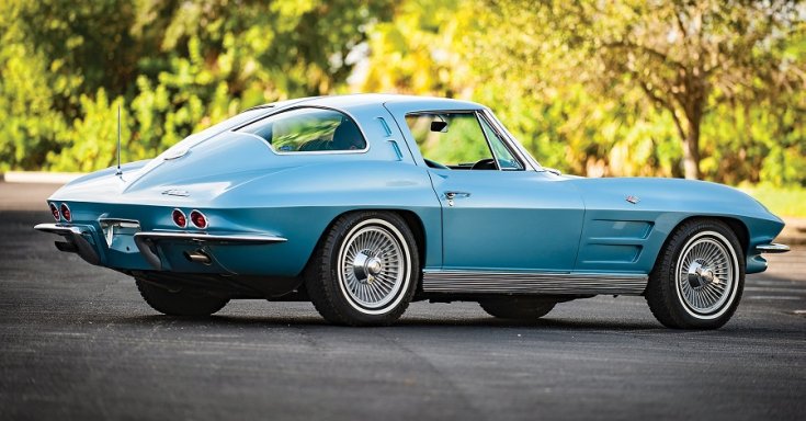 1963 Chevrolet Corvette C2 Sting Ray, kék, hátulról, jobbról, RM Sotheby’s