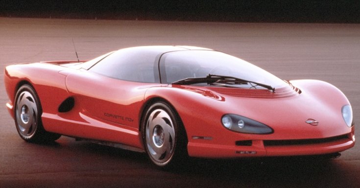 1986 Corvette Indy, Chevrolet Corvette tanulmányautó, vörös, oldalnézet, balról