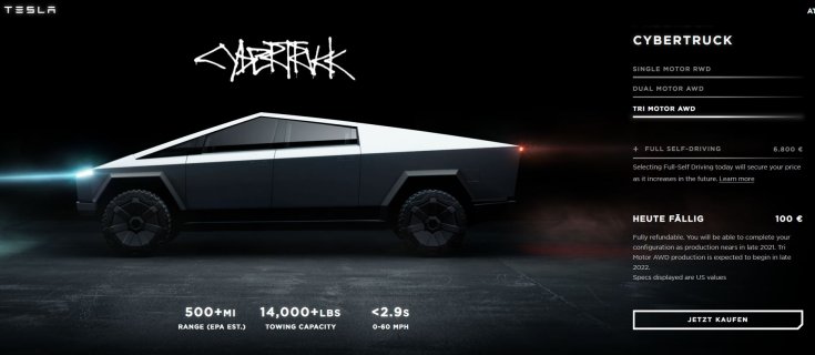 Tesla Cybertruck rendelés