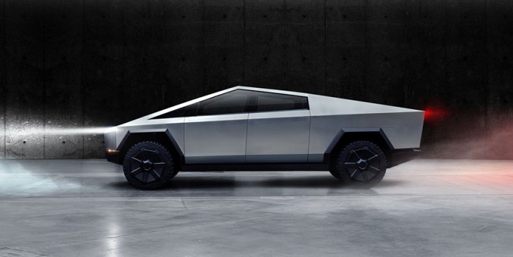 A Tesla Cybertruck oldalról