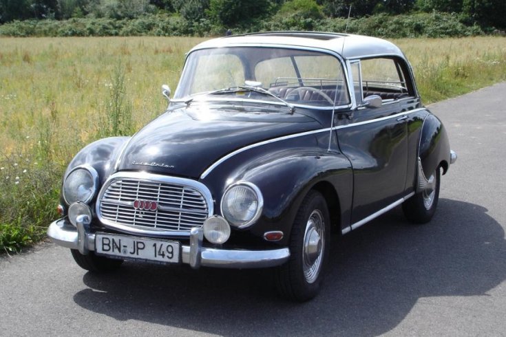 Autounion DKW 1000S, IFA AWZ F9, retrovasak, fekete, szedán, elölnézet, oldalról, balról