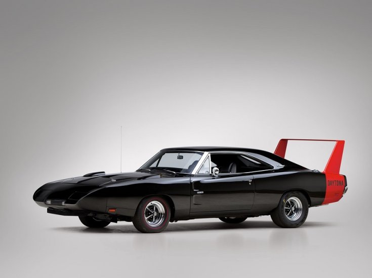 1969 Dodge Charger Daytona, fekete, elölnézet, oldalnézet, balról