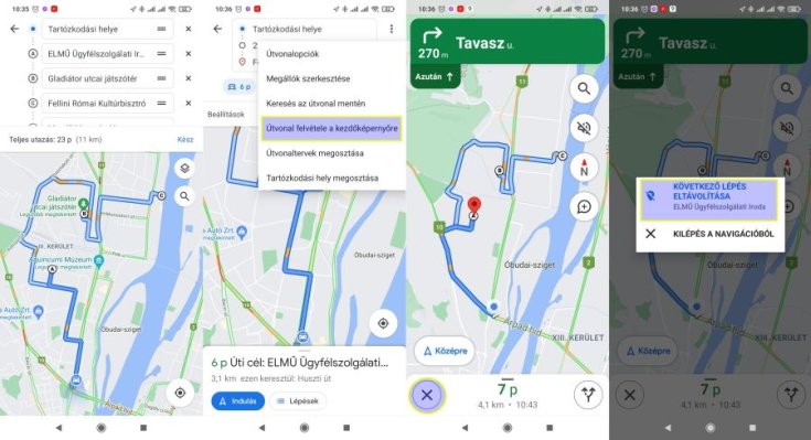 Google Maps egyéni útvonal mentése