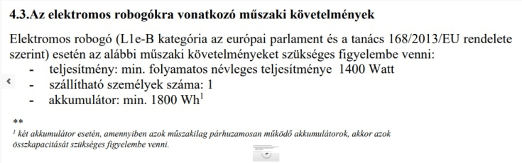 Elektromos robogókra vonatkozó műszaki követelmények