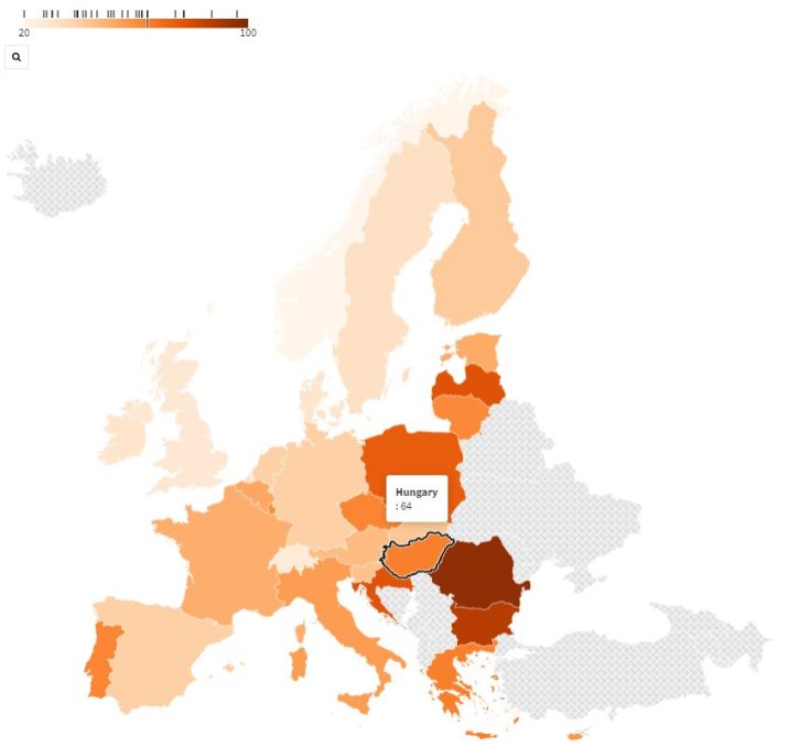1 millió lakosra kívetített halálesetek száma 2018-ban