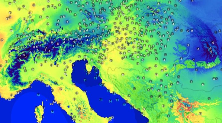 Európai hőtérkép 2019 márciusának elején