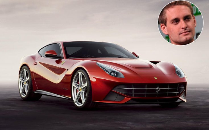 Evan Spiegel techmogul autója egy Ferrari F12 Berlinetta