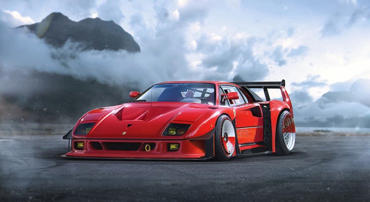 Ferrari F40 hegyi környezetben