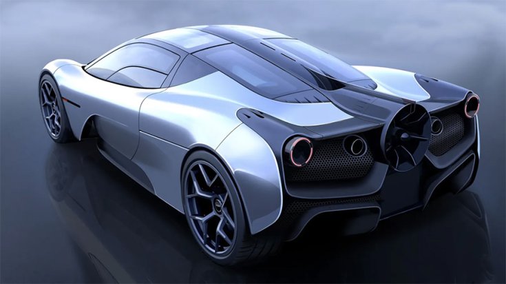 A Gordon Murray T.50 szuperautó hátulról fotózva