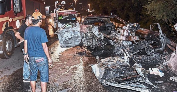 Halálos autóbaleset helyszínén készített fotó