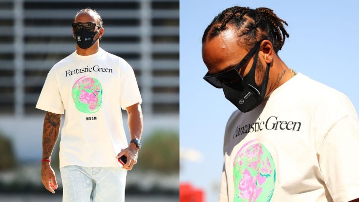 Lewis Hamilton napszemüvegben és maszkban