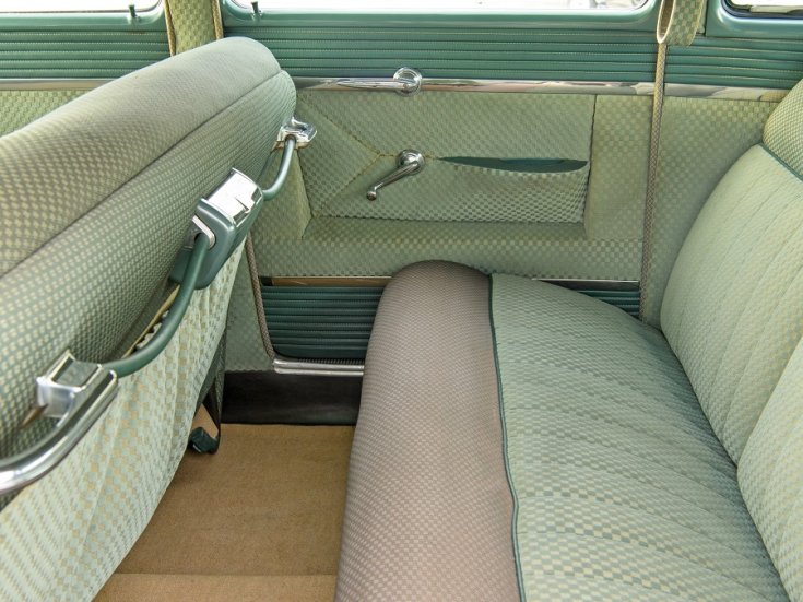 1951 1954 Hudson Hornet, amerikai autó, szedán, almazöld, hátsó üléssor, oldalnézet, balról, RM Sotheby’s