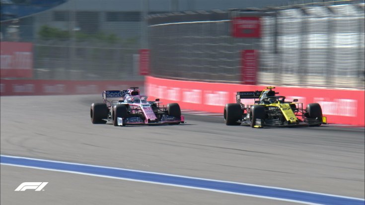 Hülkenberg vs Perez előzés Szocsi 2019