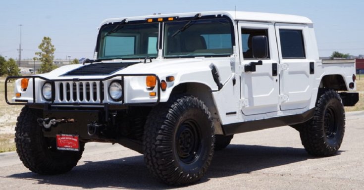 1992 Hummer H1 platós, pick up, fehér, oldalnézet, jobbról