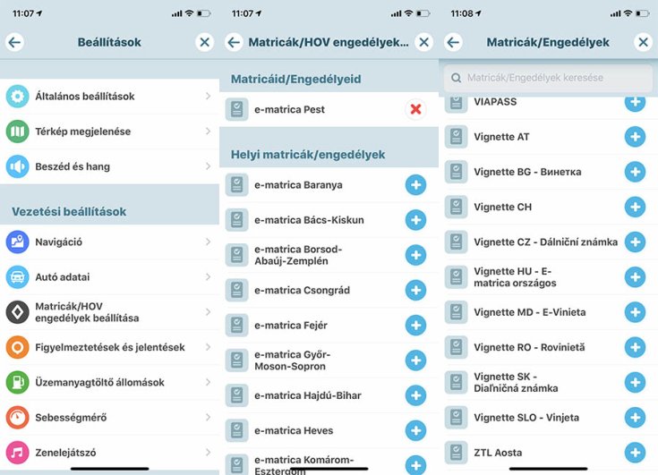 Waze Matricák / Engedélyek beállítása