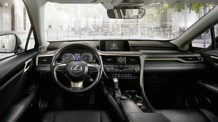 2018 Lexus RX műszerfal, szürke, elölnézet
