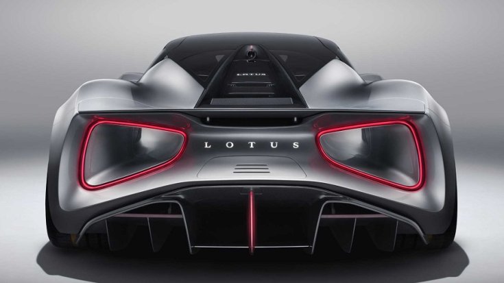 Lotus Evija hipersportautó hátulja