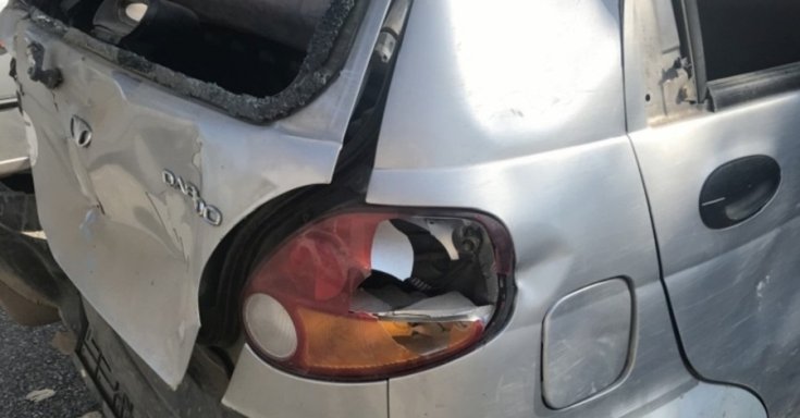 Sérült Matiz oldalról fotózva
