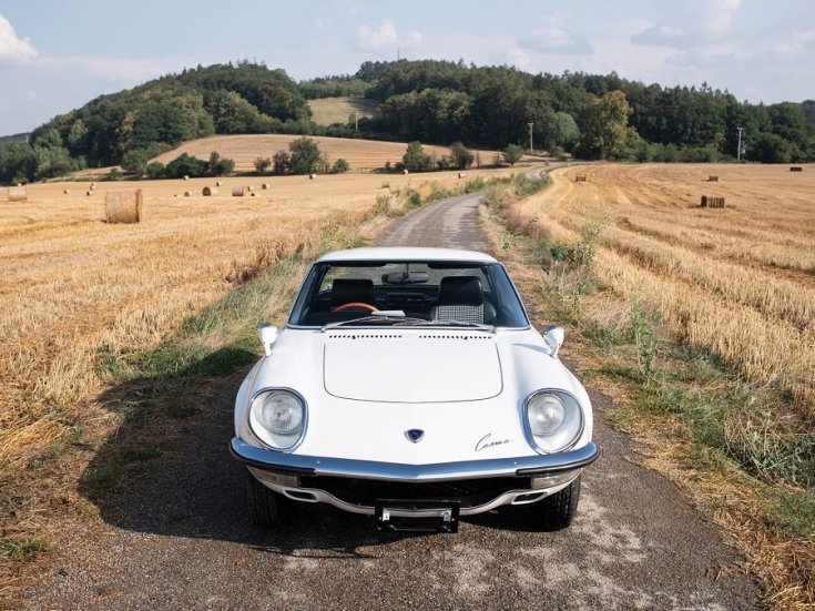 1971 Mazda Cosmo Sport Series II, fehér, elölnézet, frontális, döntve