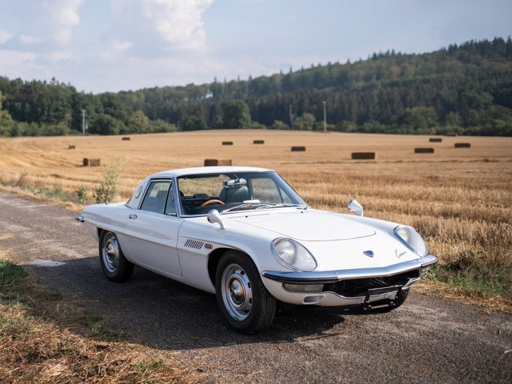 1971 Mazda Cosmo Sport Series II, fehér, elölnézet, oldalnézet, jobbról