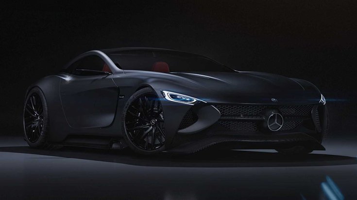 Mercedes-Benz SLR Vision Concept a Visie tervezőitől sötét szürke színben szemből