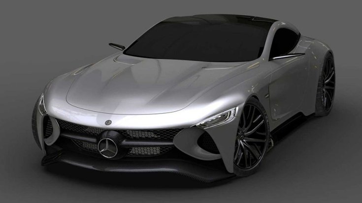 Mercedes-Benz SLR Vision Concept a Visie tervezőitől szemből világosszürke színben
