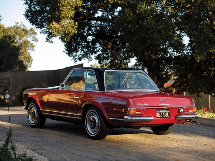 Mercedes-Benz, W113, 280 SL, vörös, hátulnézet, oldalnézet, balról